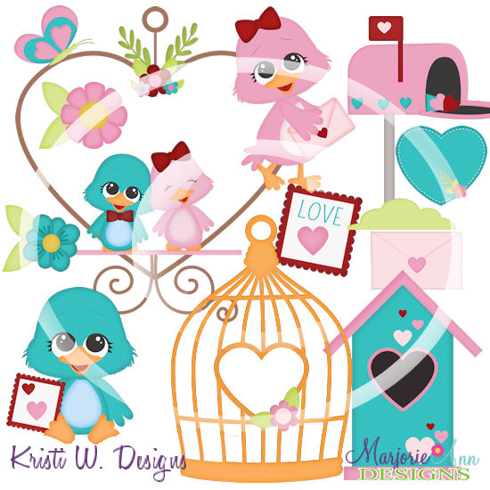 Love Birds SVG Cutting Files/Paper Piecing Set + Clipart - Click Image to Close